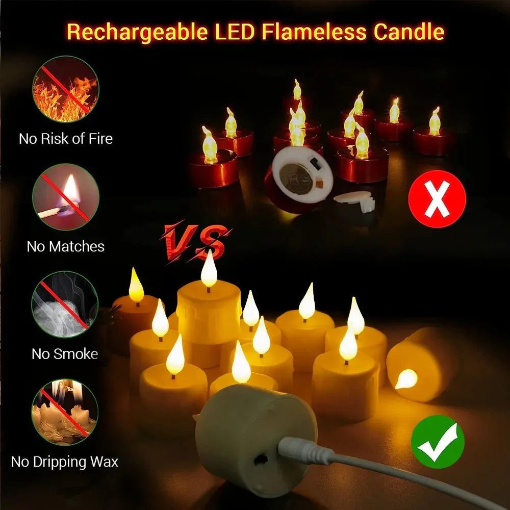 شموع LED قابلة للشحن بريموت ومؤقت
